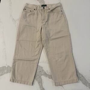 Lauren Jeans Co. Ralph Lauren High Rise Cropped Capri Khaki Jeans Women’s 8 Tan